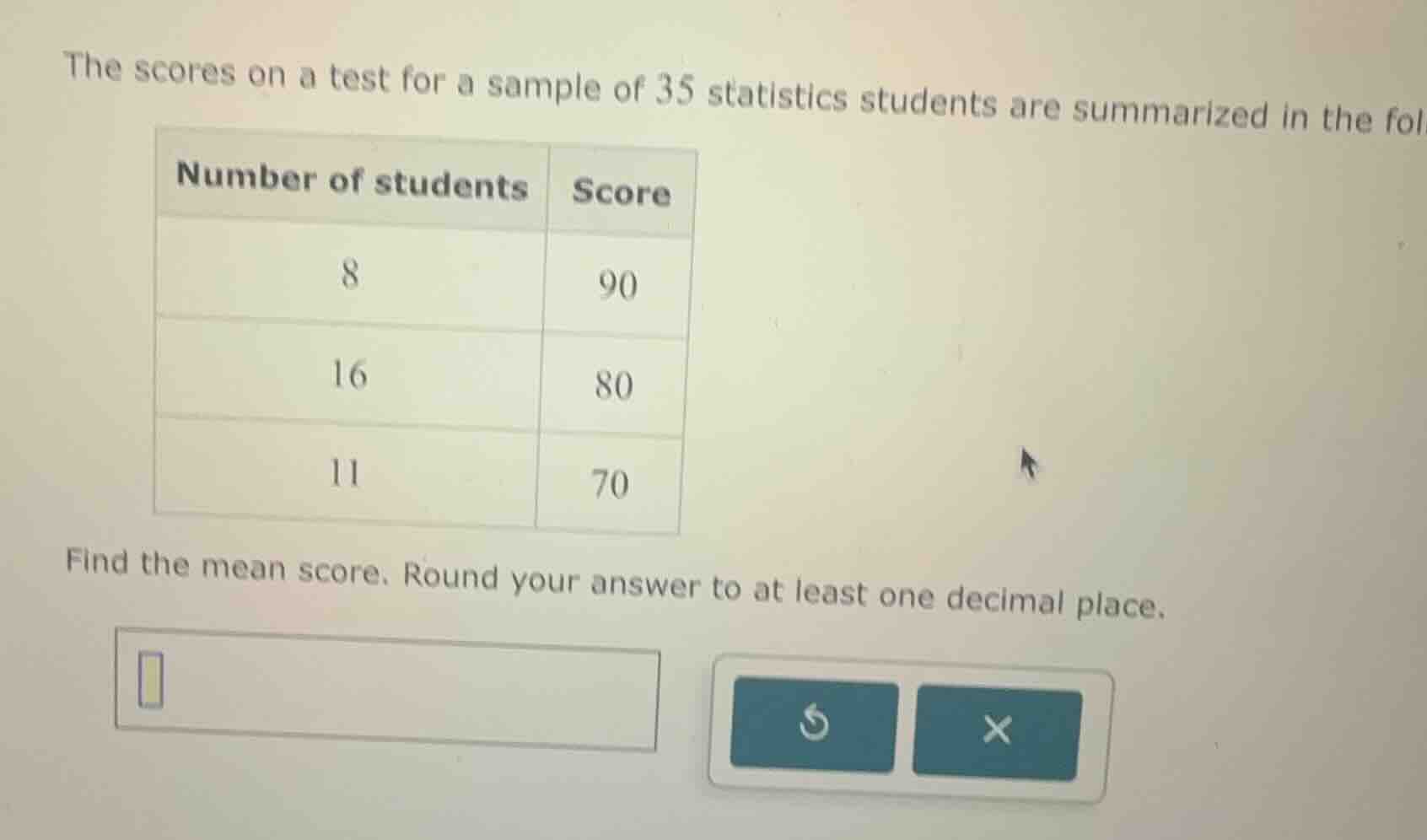 the scores on a test for a sample of 35 statistics students are summari…