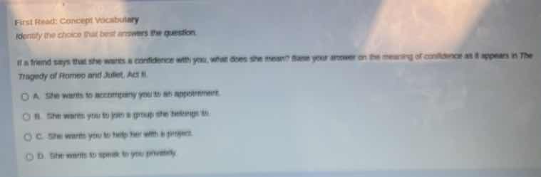 first read: concept vocabulary identify the choice that best answers th…