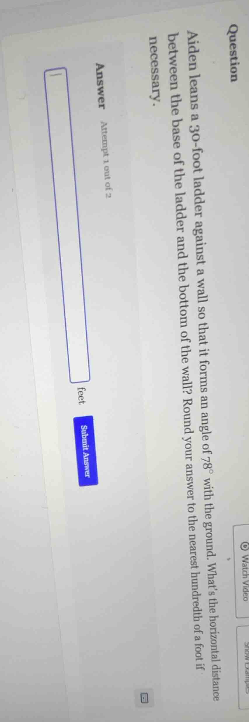 question aiden leans a 30-foot ladder against a wall so that it forms a…