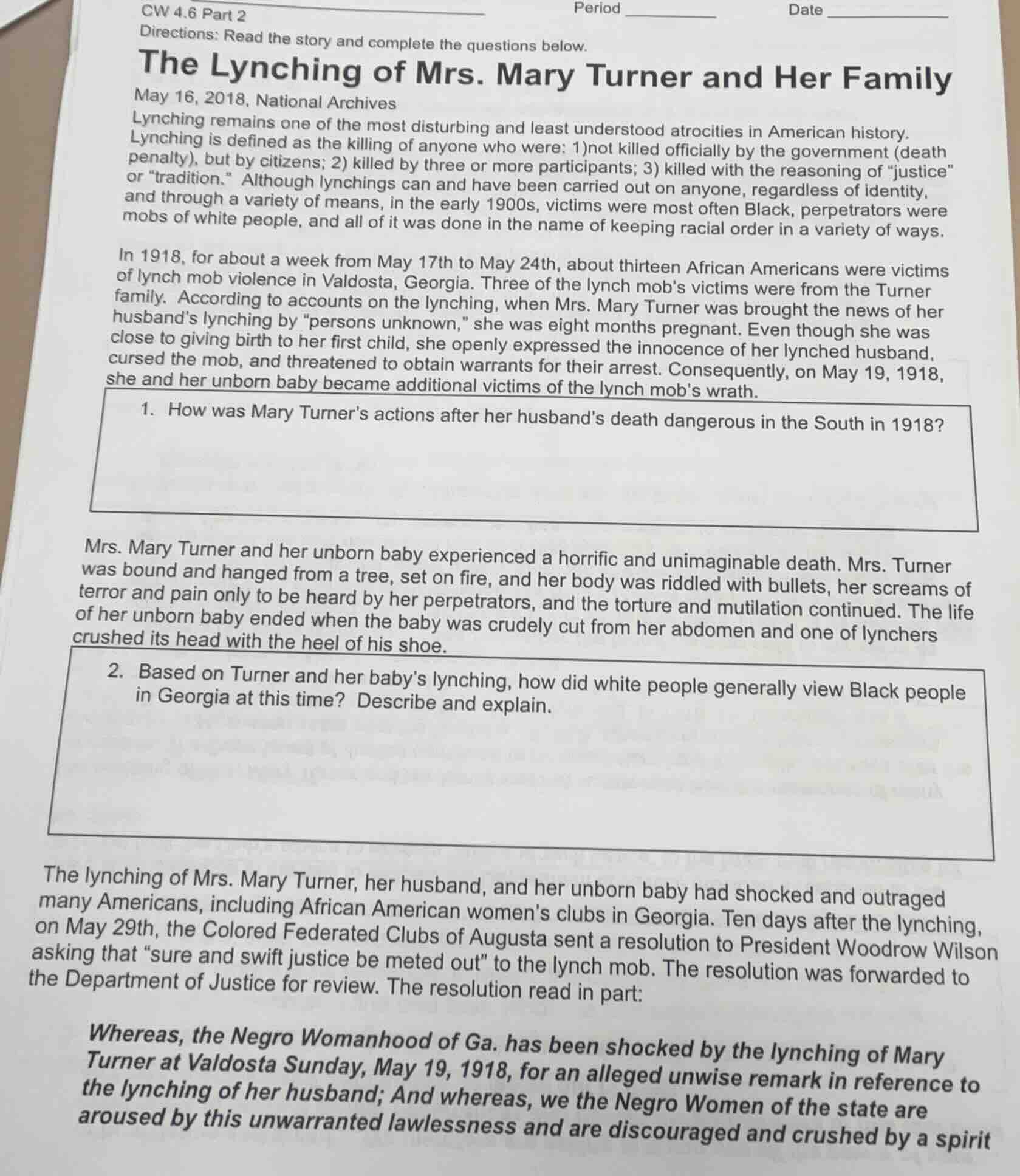 cw 4.6 part 2 period ______ date ______ directions: read the story and …