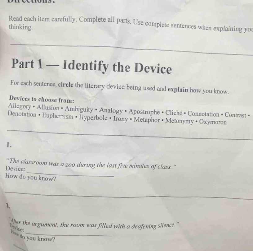 directions. read each item carefully. complete all parts. use complete …