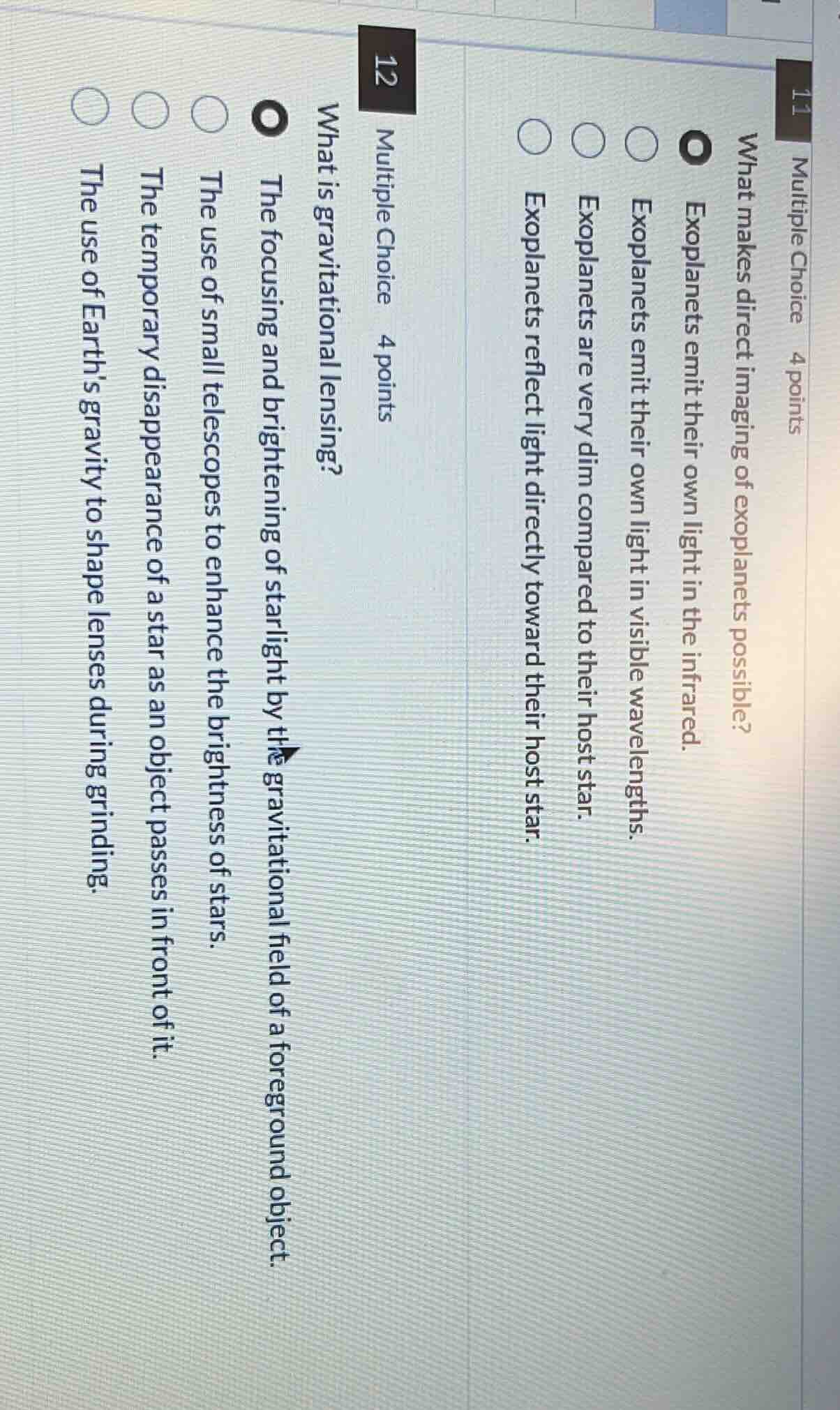 11 multiple choice 4 points what makes direct imaging of exoplanets pos…