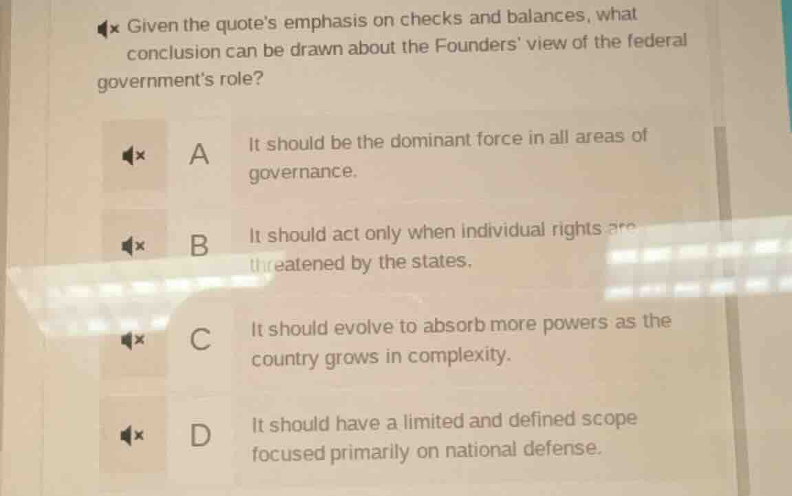 given the quote’s emphasis on checks and balances, what conclusion can …