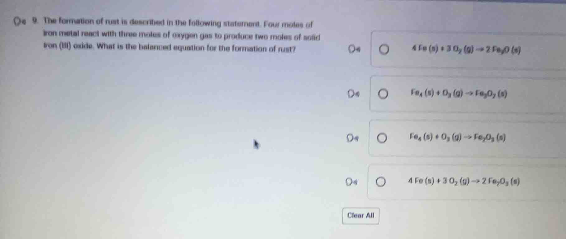 9. the formation of rust is described in the following statement. four …