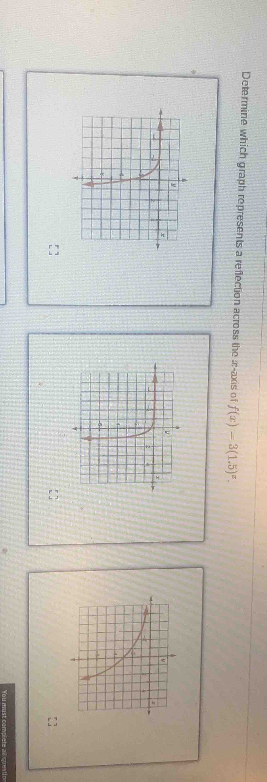 determine which graph represents a reflection across the x - axis of $f…