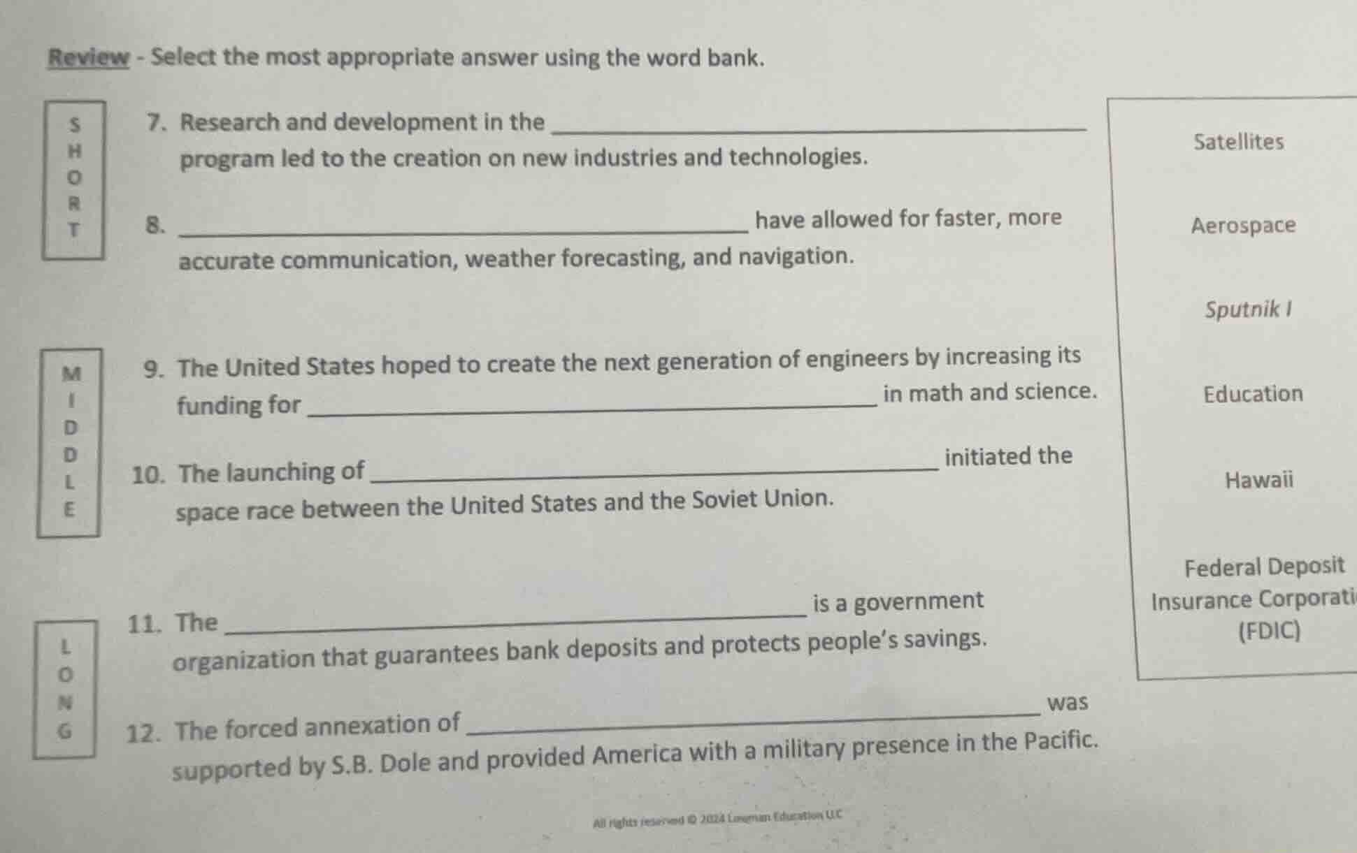 review - select the most appropriate answer using the word bank. 7. res…