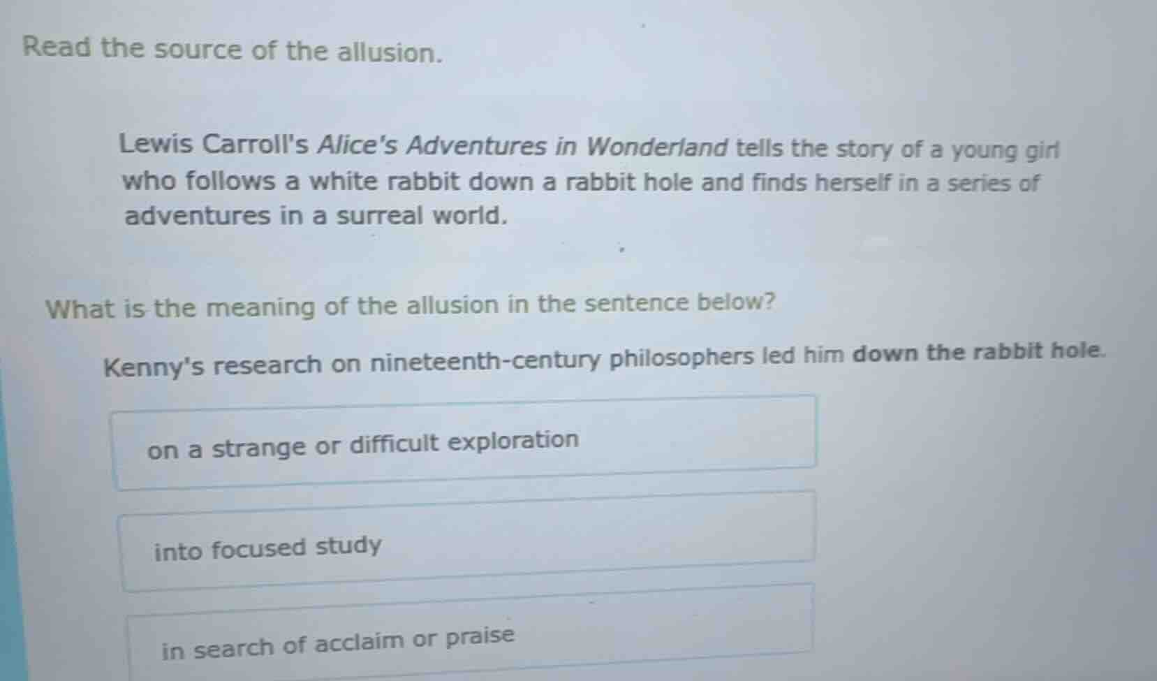 read the source of the allusion. lewis carrolls alices adventures in wo…