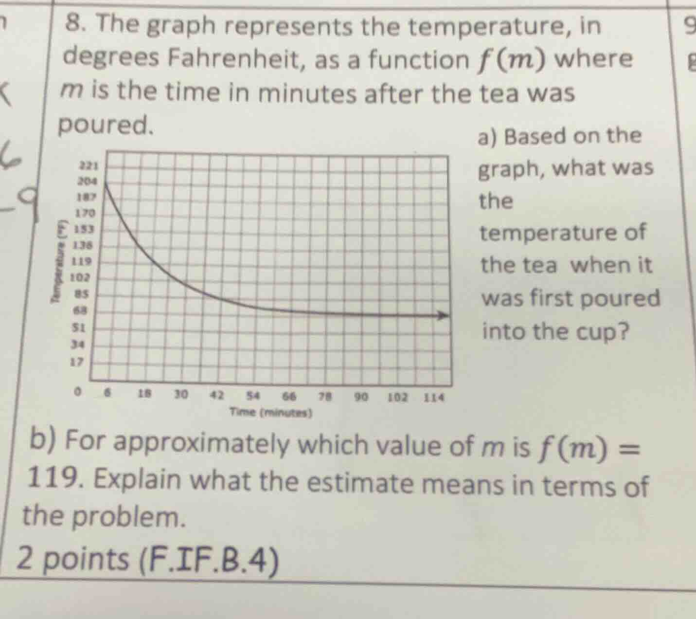 8. the graph represents the temperature, in degrees fahrenheit, as a fu…