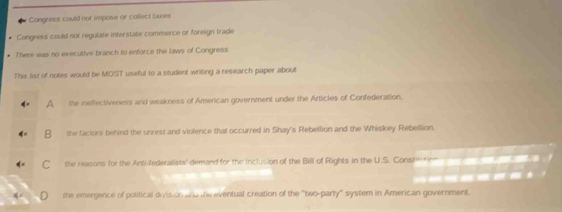 • congress could not impose or collect taxes • congress could not regul…
