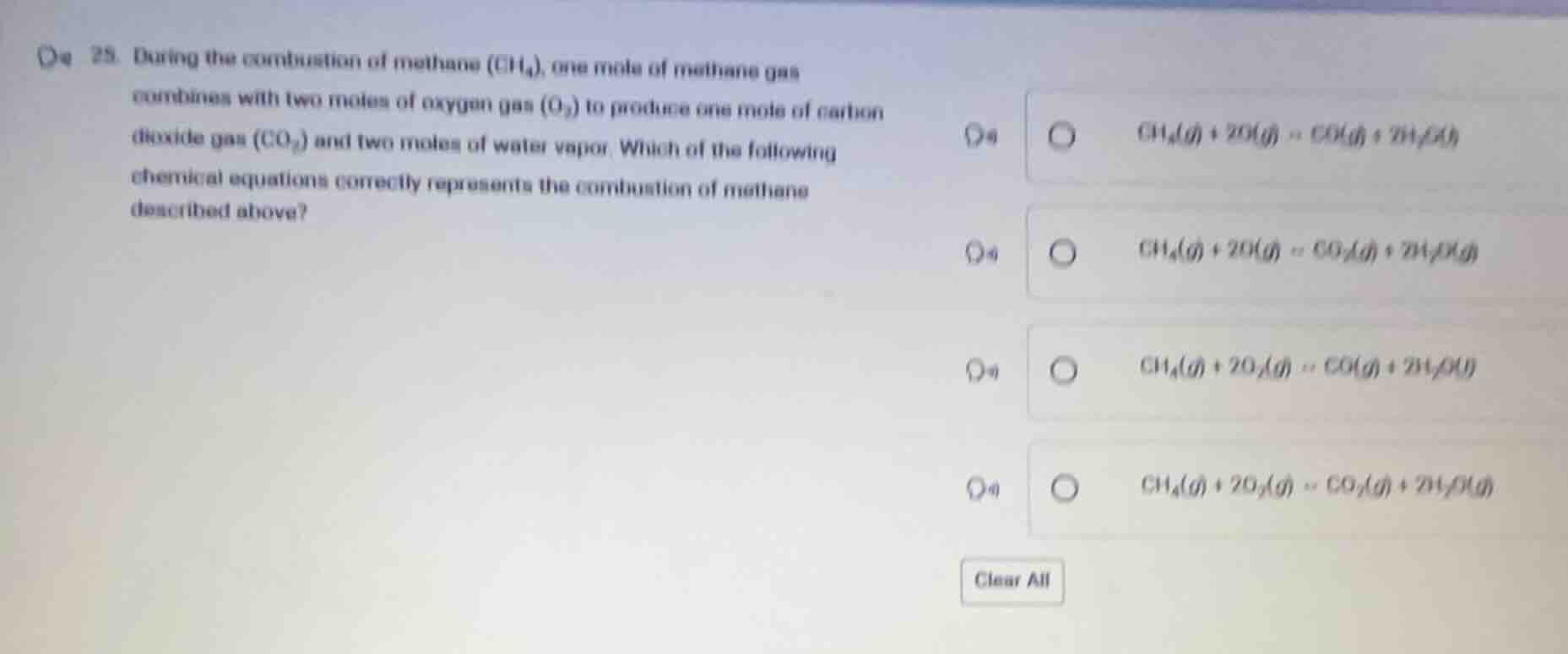 25. during the combustion of methane (ch₄), one mole of methane gas com…