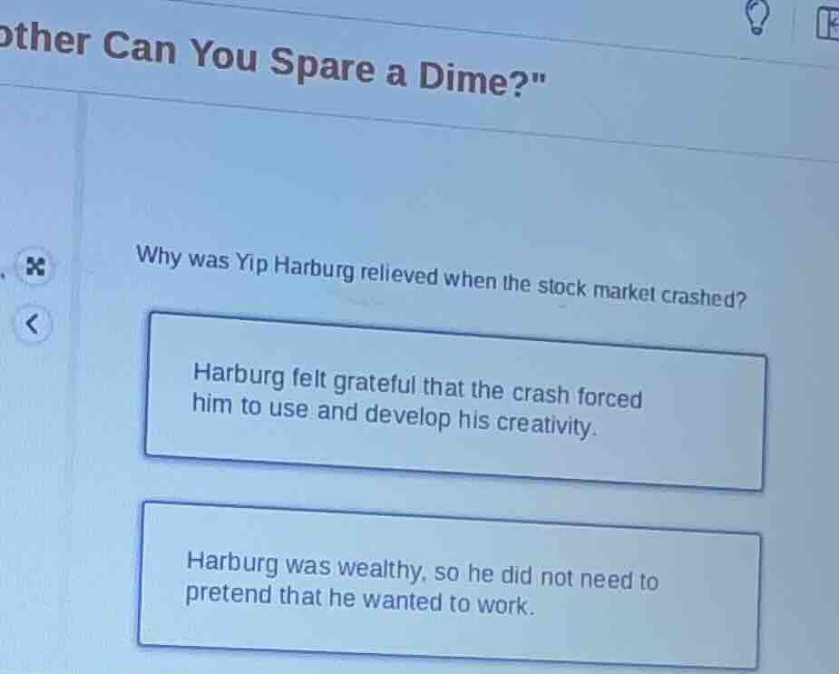 why was yip harburg relieved when the stock market crashed? harburg fel…