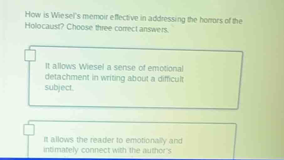 how is wiesel’s memoir effective in addressing the horrors of the holoc…