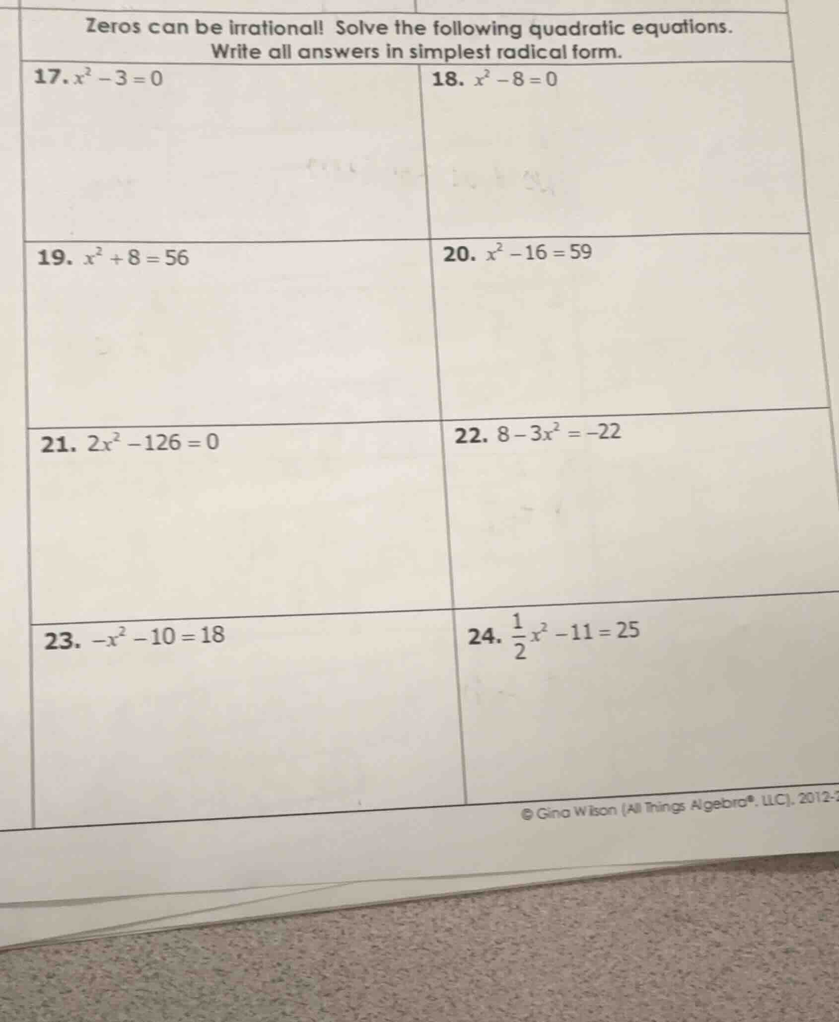 zeros can be irrational! solve the following quadratic equations. write…