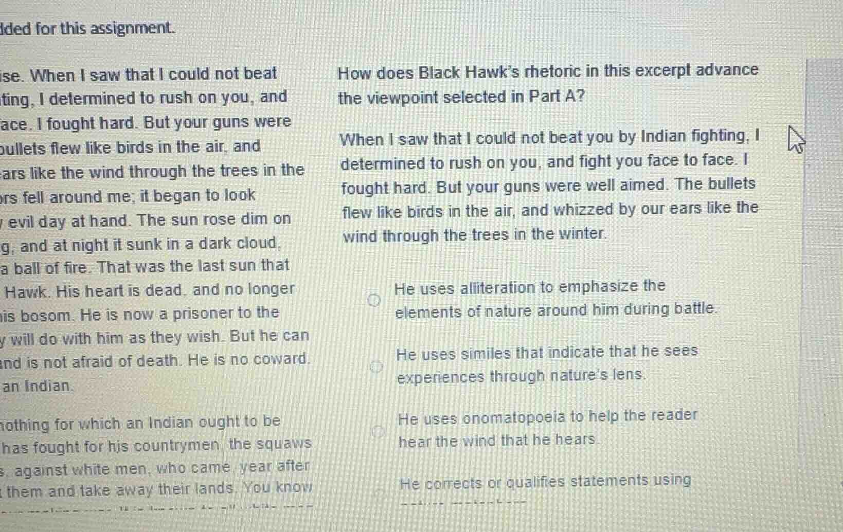how does black hawk’s rhetoric in this excerpt advance the viewpoint se…