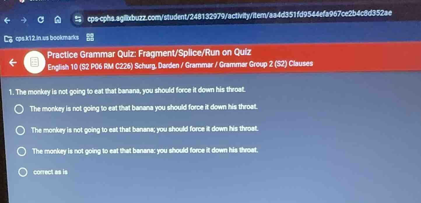 practice grammar quiz: fragment/splice/run on quiz english 10 (s2 p06 r…