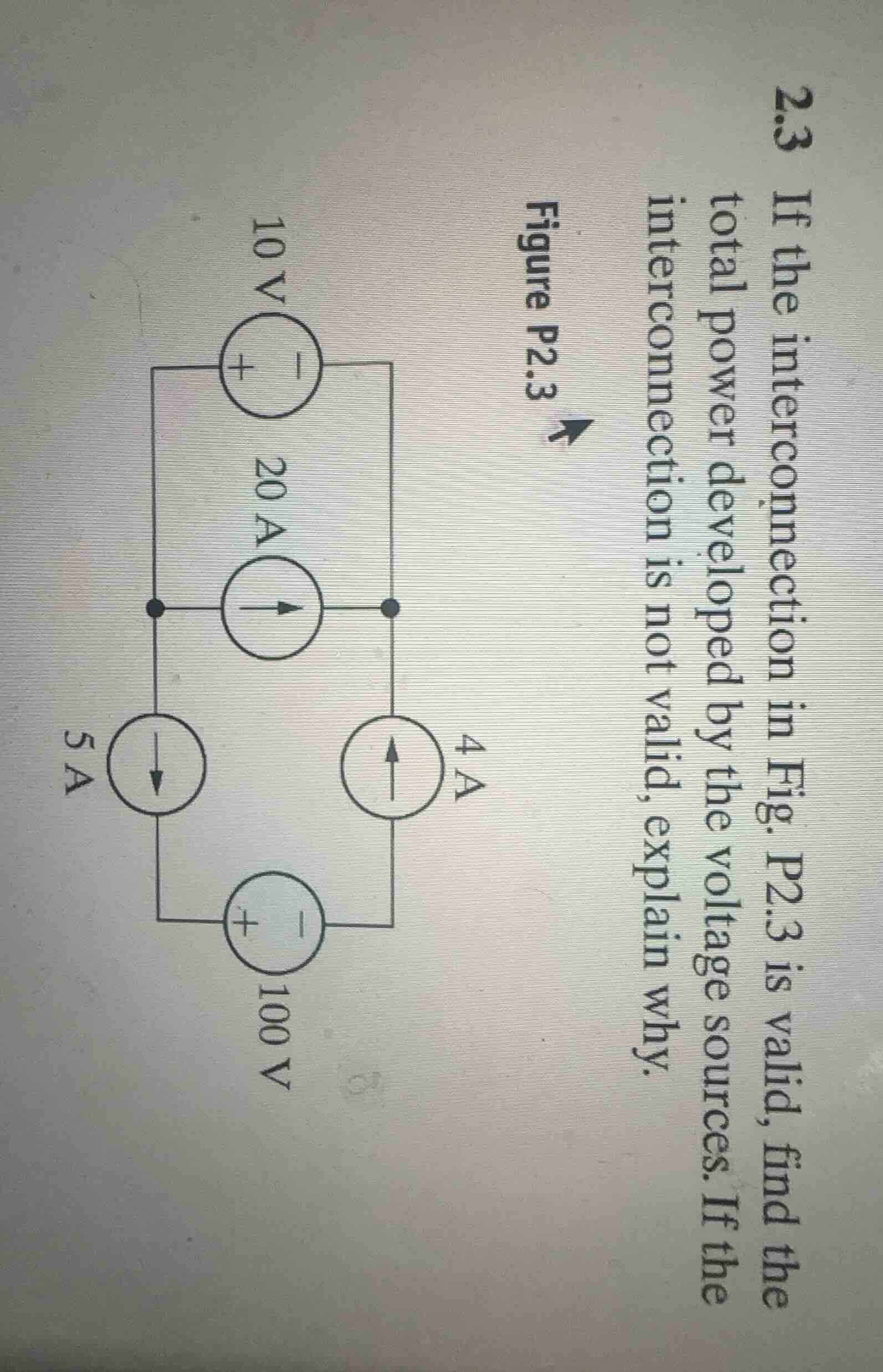 2.3 if the interconnection in fig. p2.3 is valid, find the total power …
