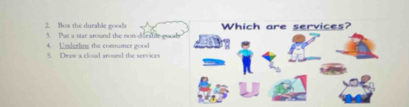 2. box the durable goods 3. put a star around the non - durable goods 4…