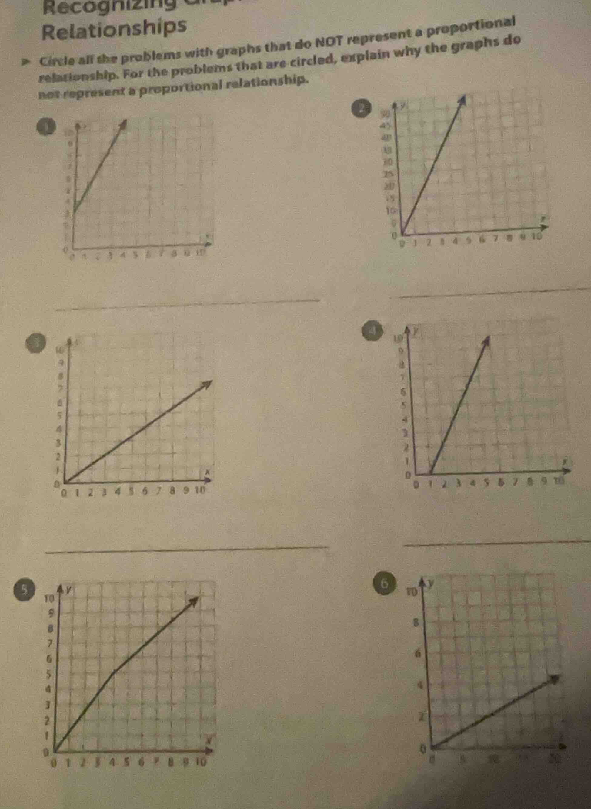 recognizing relationships circle all the problems with graphs that do n…