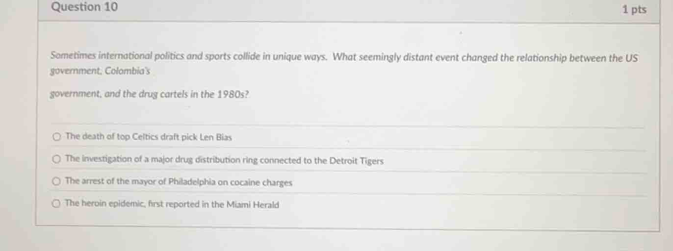 question 10 1 pts sometimes international politics and sports collide i…