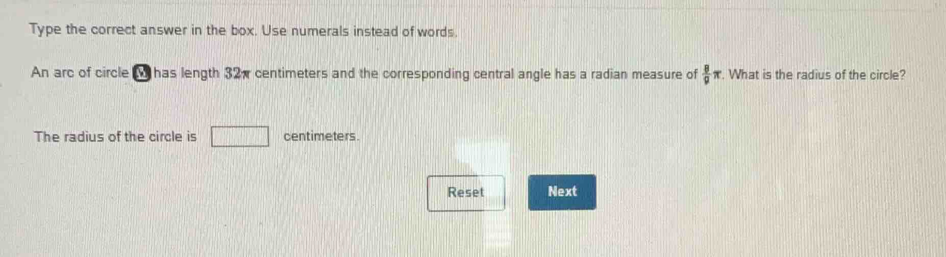 type the correct answer in the box. use numerals instead of words. an a…