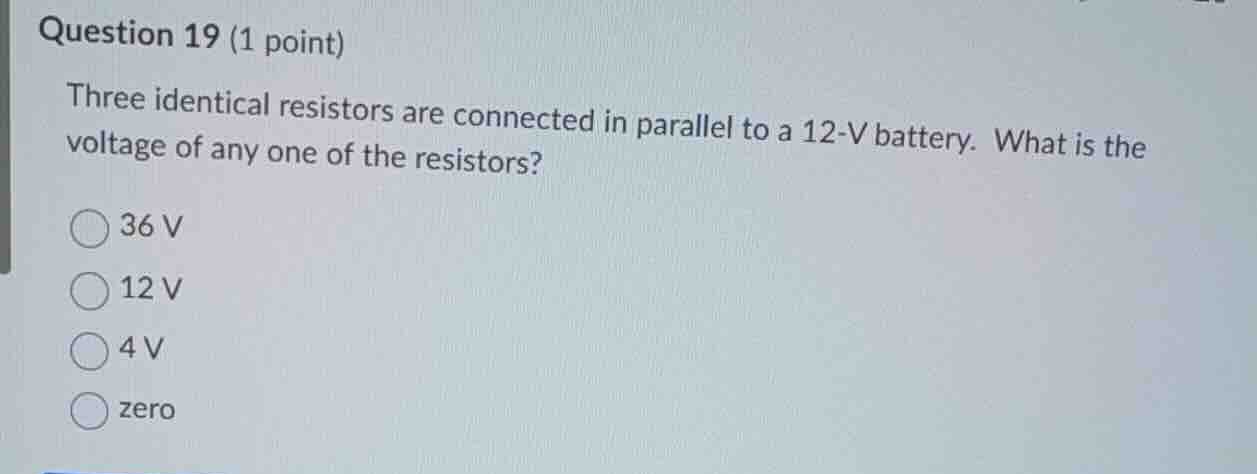 question 19 (1 point) three identical resistors are connected in parall…
