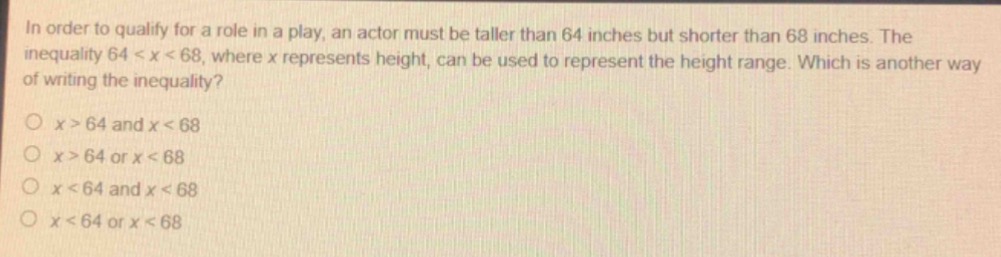 in order to qualify for a role in a play, an actor must be taller than …