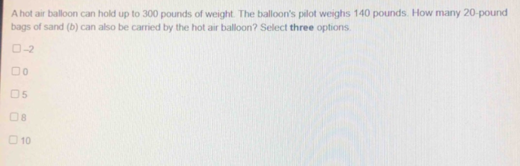 a hot air balloon can hold up to 300 pounds of weight. the balloons pil…