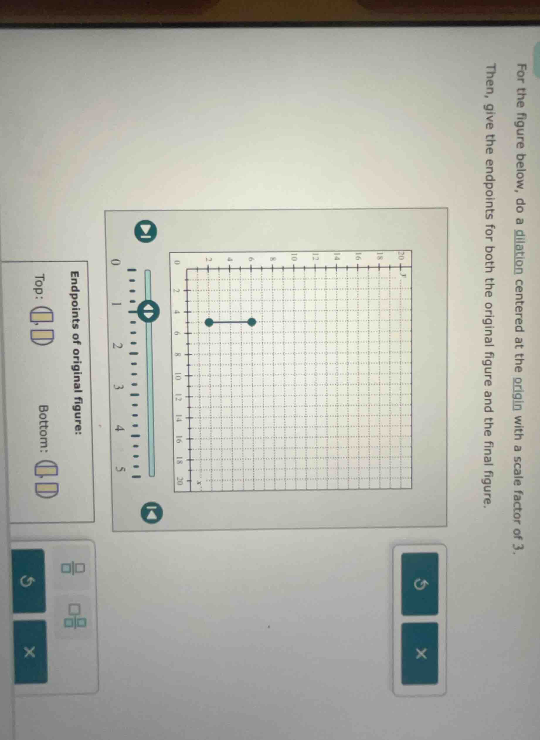 for the figure below, do a dilation centered at the origin with a scale…