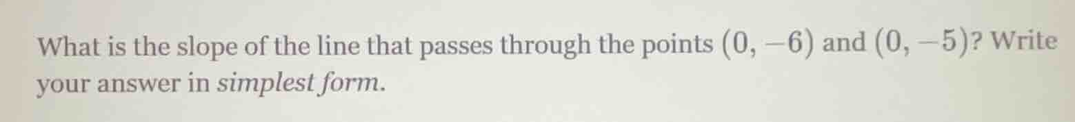 what is the slope of the line that passes through the points (0, -6) an…