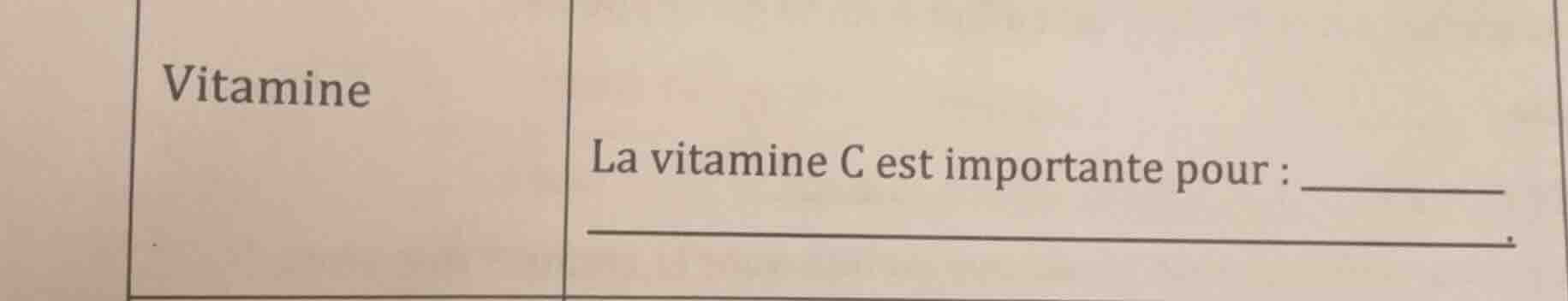 vitamine la vitamine c est importante pour : ______________.