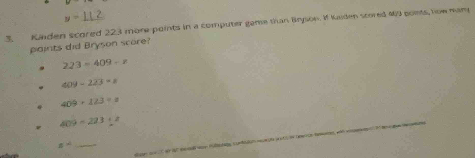 3. kaiden scored 223 more points in a computer game than bryson. if kai…