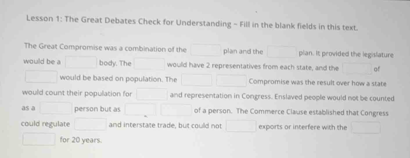lesson 1: the great debates check for understanding - fill in the blank…