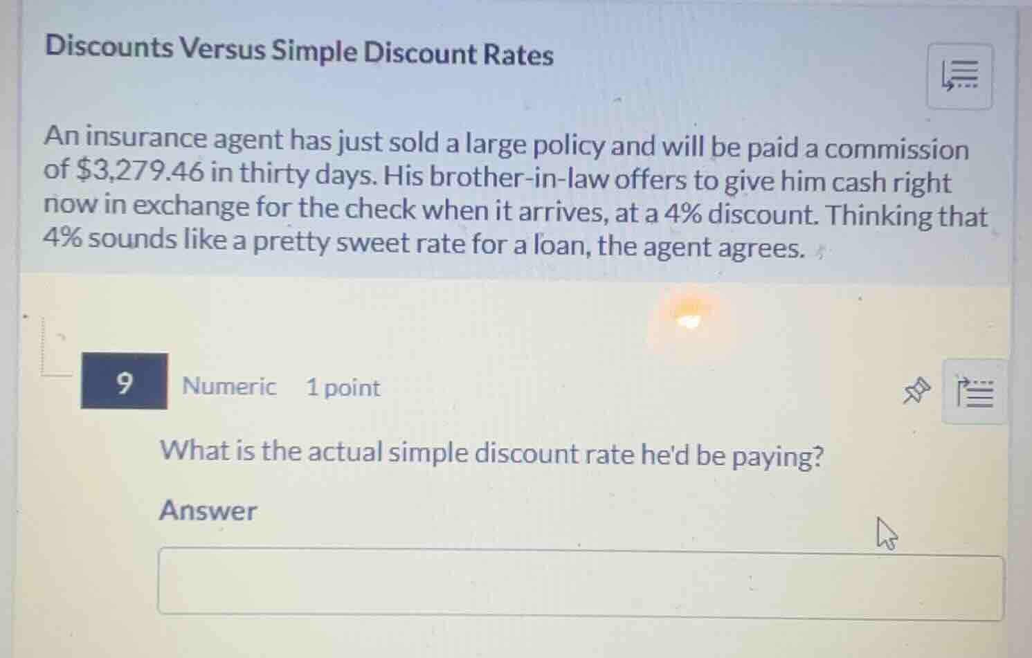 discounts versus simple discount rates an insurance agent has just sold…