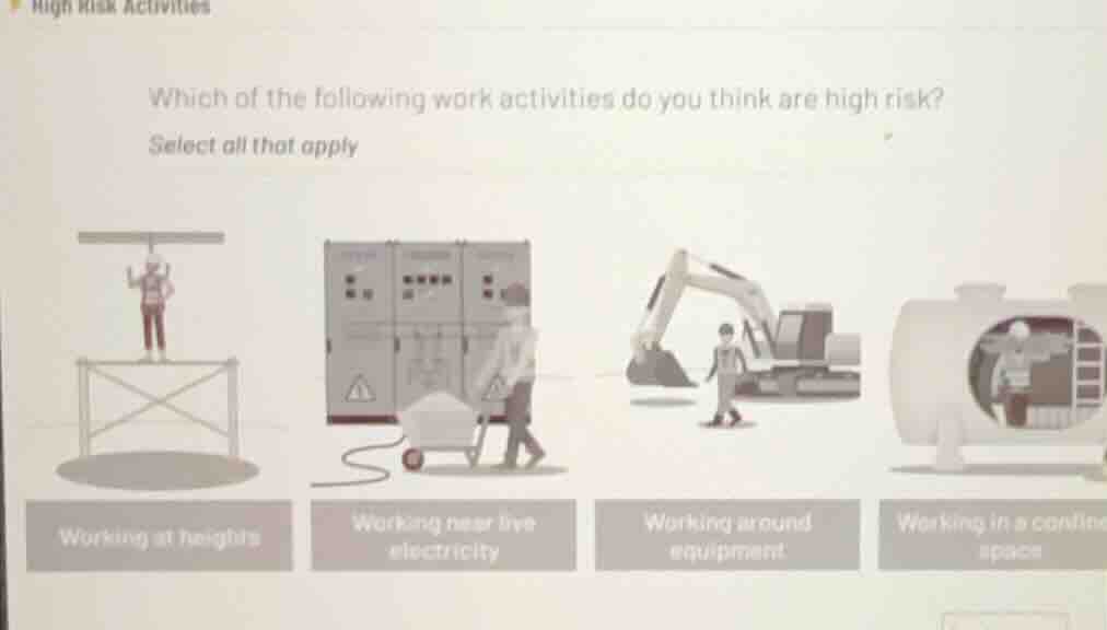 high risk activities which of the following work activities do you thin…