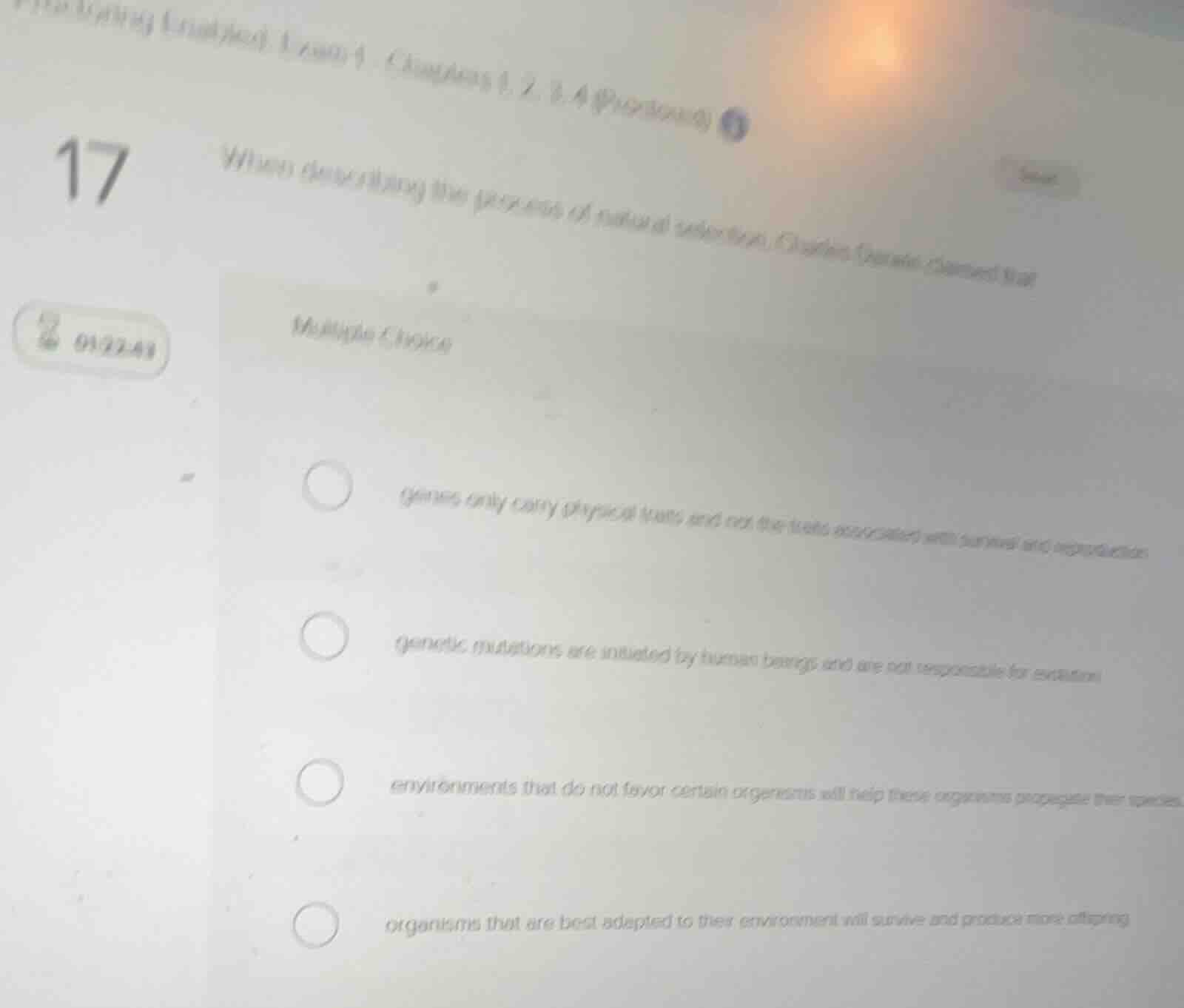 when describing the process of natural selection, charles darwin stated…