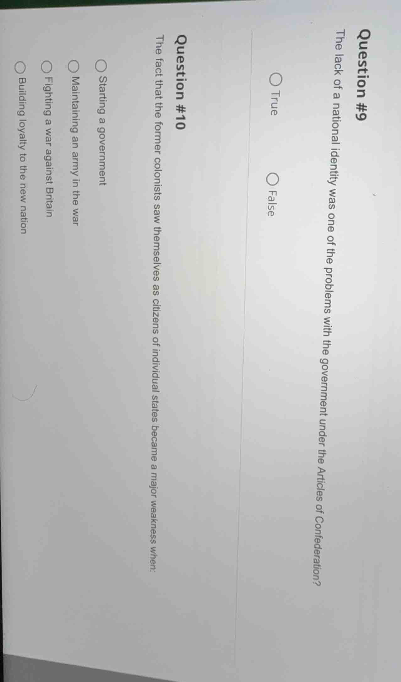 question #9 the lack of a national identity was one of the problems wit…