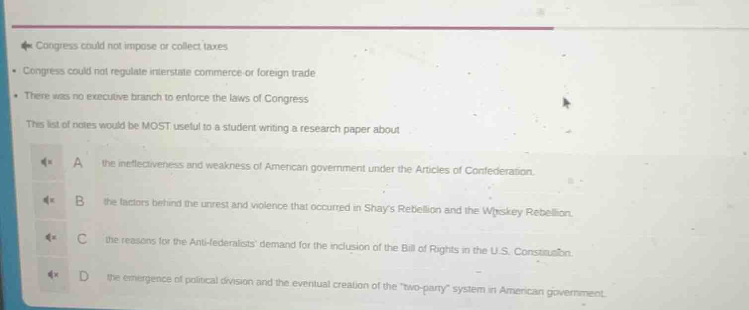 • congress could not impose or collect taxes • congress could not regul…