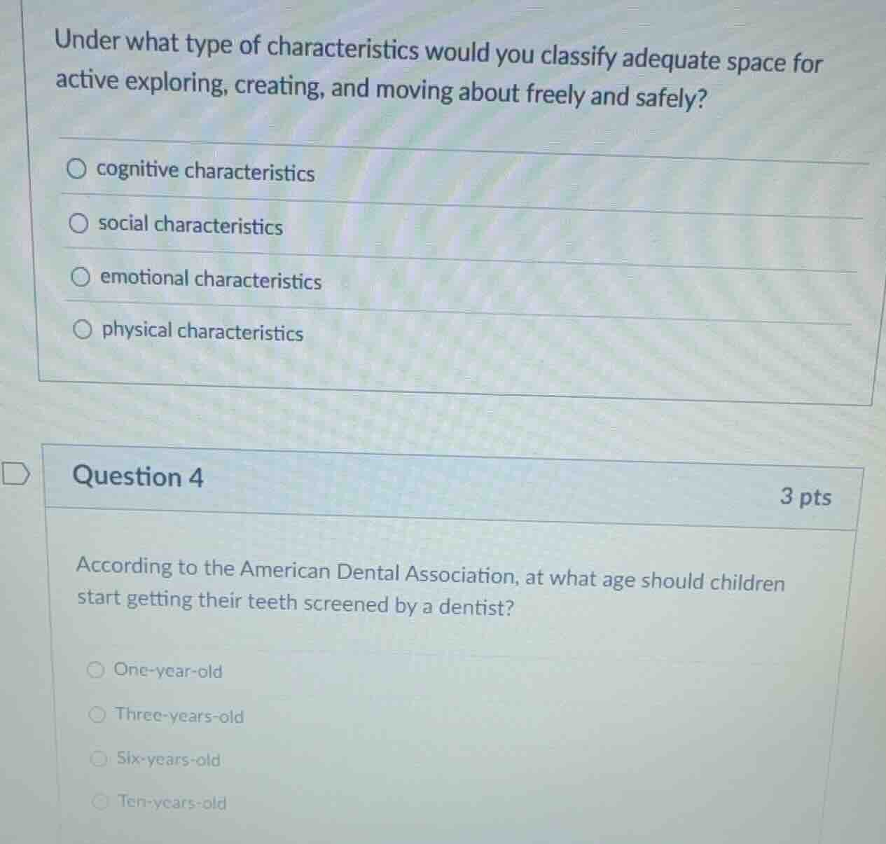 under what type of characteristics would you classify adequate space fo…