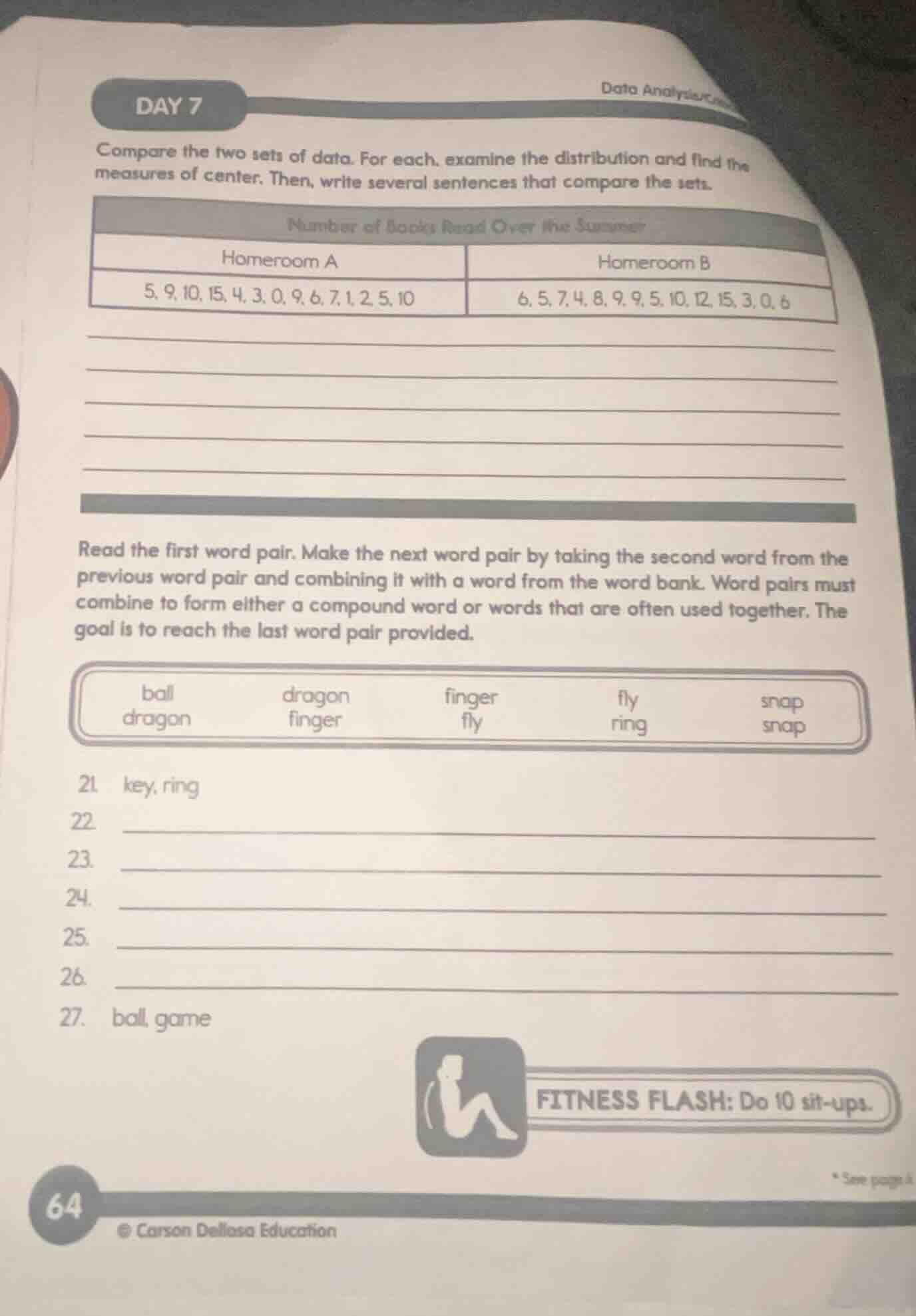 day 7 data analys compare the two sets of data. for each, examine the d…