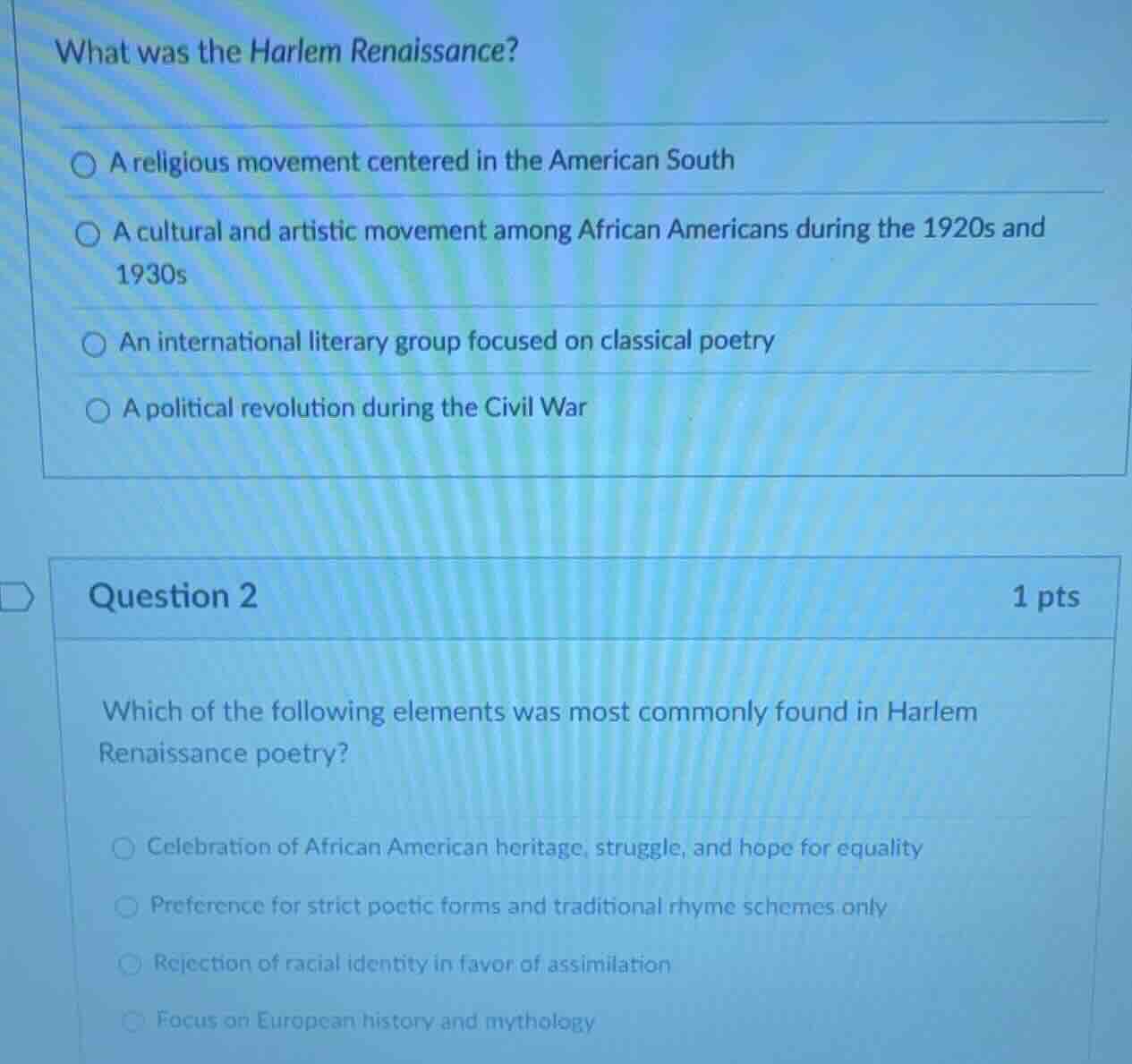 what was the harlem renaissance? a religious movement centered in the a…
