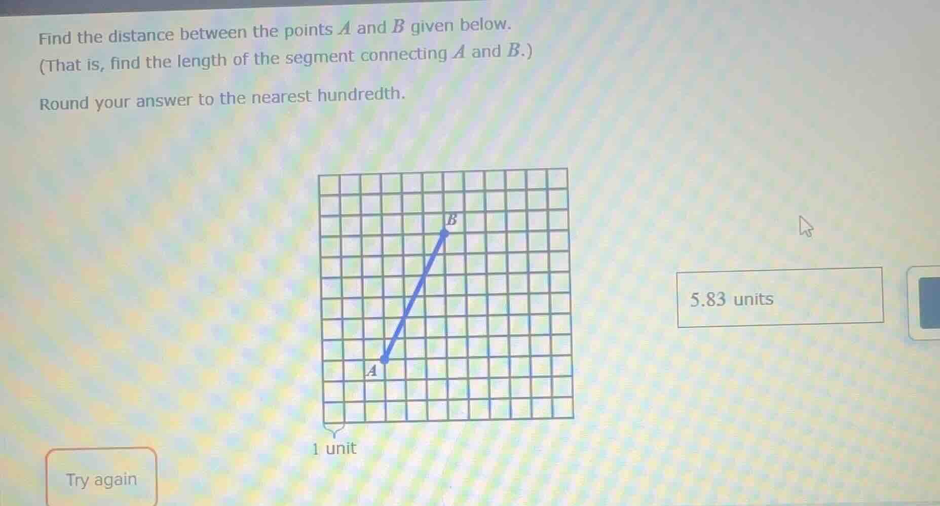 find the distance between the points a and b given below. (that is, fin…