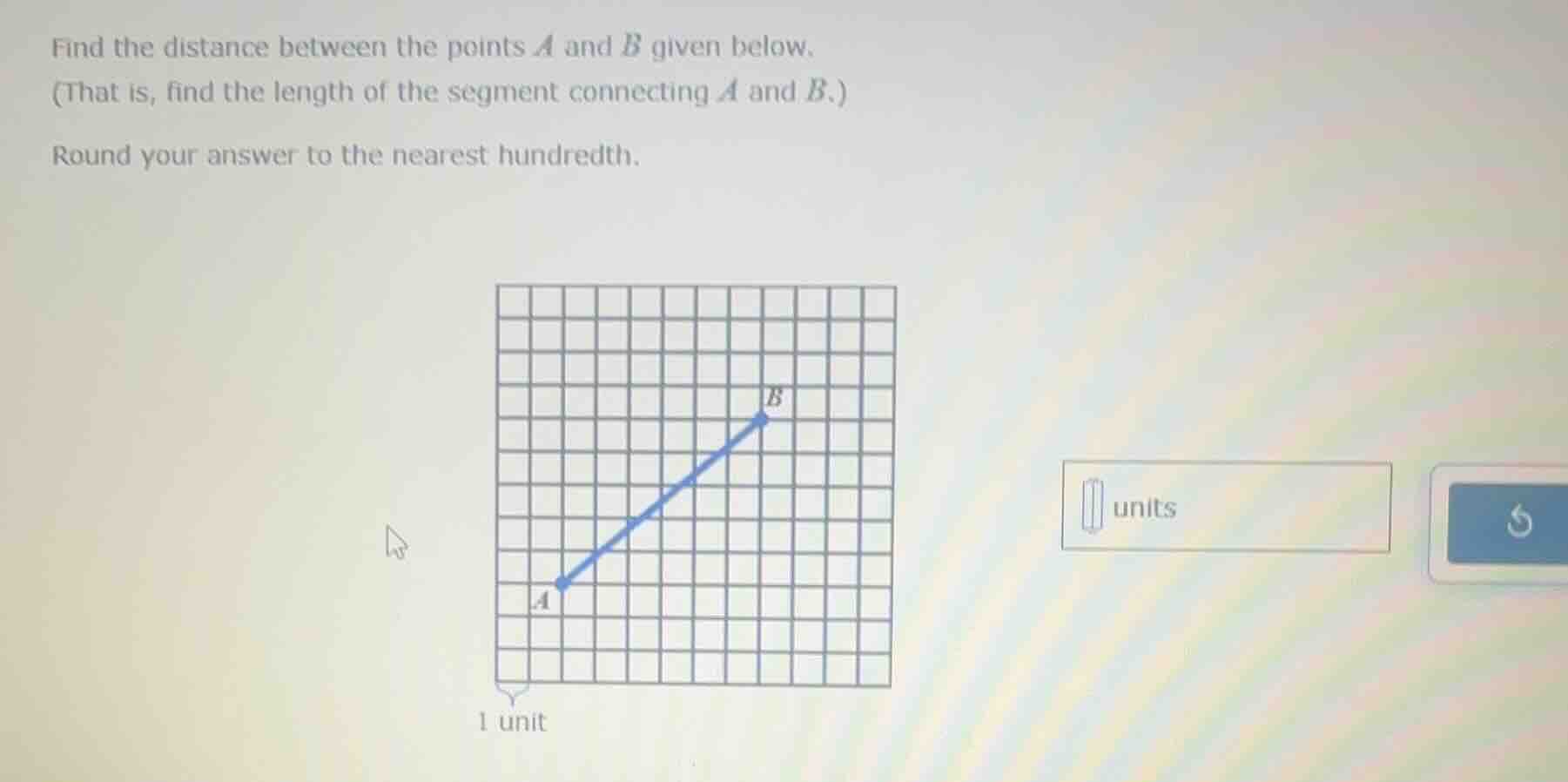 find the distance between the points a and b given below. (that is, fin…