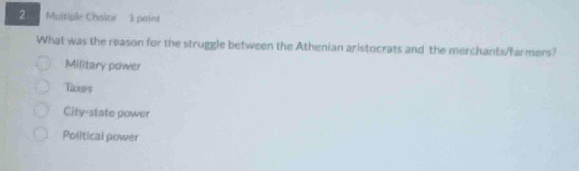 2 multiple choice 1 point what was the reason for the struggle between …