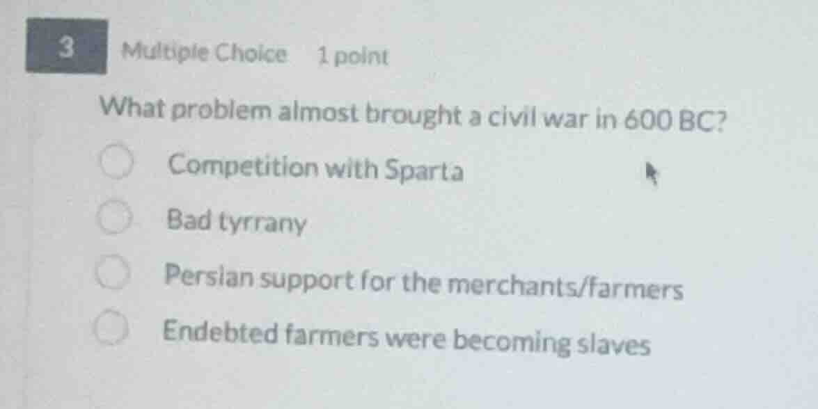 3 multiple choice 1 point what problem almost brought a civil war in 60…