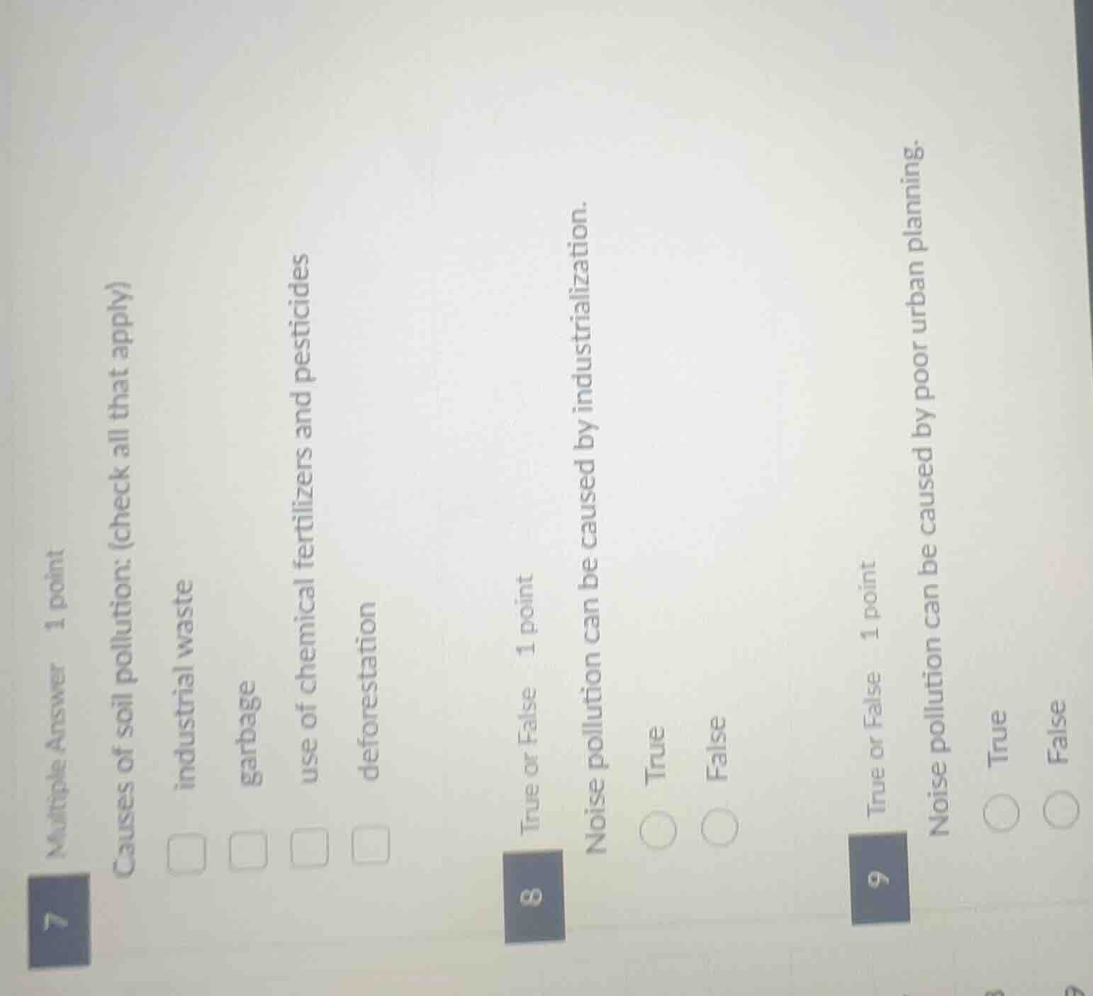 7 multiple answer 1 point causes of soil pollution: (check all that app…