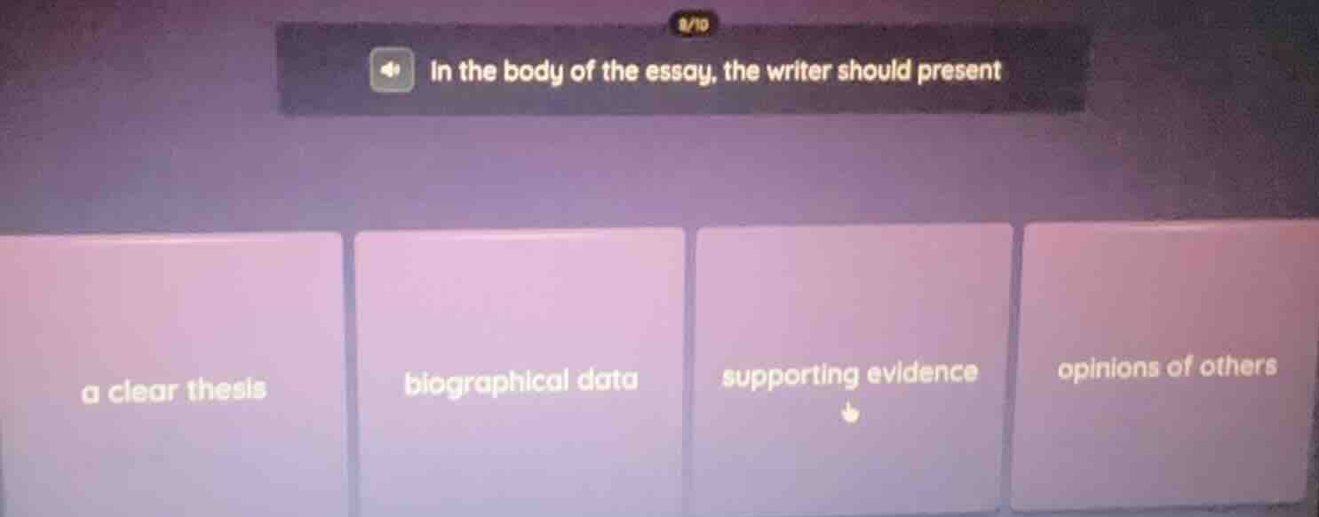in the body of the essay, the writer should present a clear thesis biog…