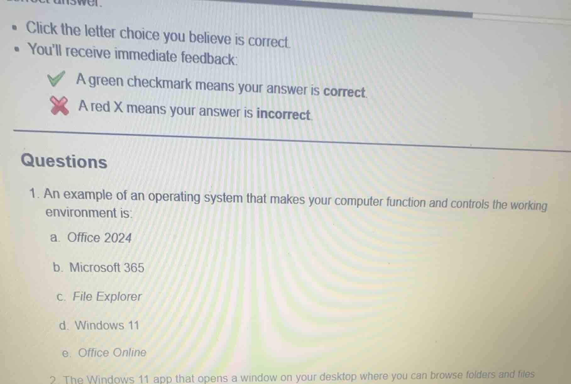 click the letter choice you believe is correct. youll receive immediate…