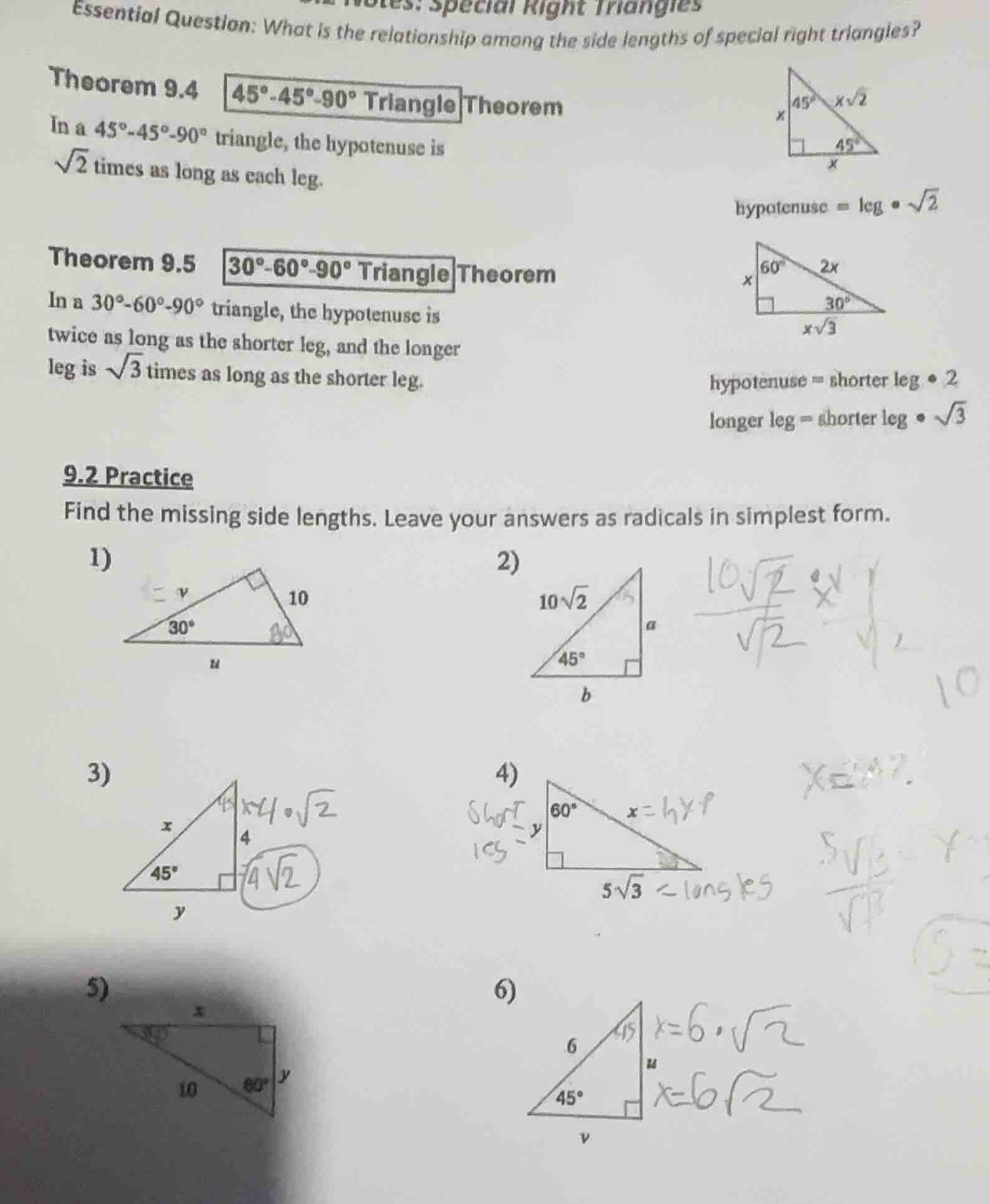 essential question: what is the relationship among the side lengths of …