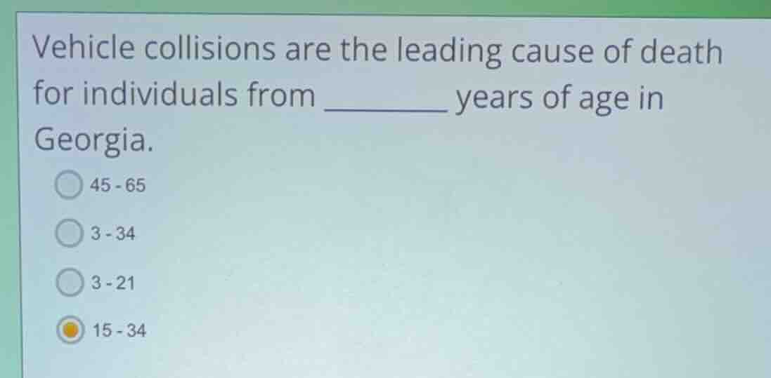 vehicle collisions are the leading cause of death for individuals from …