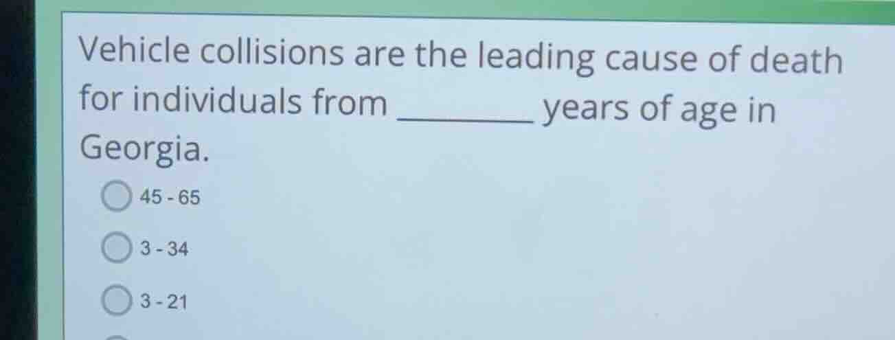 vehicle collisions are the leading cause of death for individuals from …
